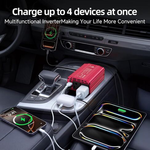 Bestek 400W Car Power Inverter for Vehicles – DC 12v to AC 110v Car Plug Adapter Outlet with PD 30W USB-C &USB-A 3.0 Fast Charging, Car Charger Cigarette Lighter Adapter for Laptop, Road Trip, Camping in Saudi Arabia