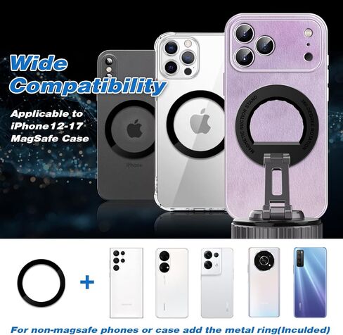 JOUJBAIL 2026 Upgraded Car Phone Holder for Magsafe [108LBS Ultra Suction] 360° Adjustable Vacuum Magnetic Phone Holder, Foldable Cell Phone Mount for iPhone 12-17 Series & Android, Great Gifts in Saudi Arabia