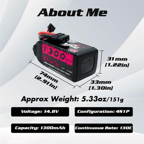 CNHL 1300mAh 4S Lipo Battery 14.8V 100C (Burst 200C) with XT60 for FPV Racing Helicopter Airplane UAV Racing Drone Battery RC Quadcopter(2 Packs) in Saudi Arabia