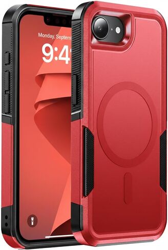Magnetic for iPhone 17e Case Military-Grade Dual-Layer Shockproof, Rugged Heavy Duty Protective Cover [Compatible with Magsafe] Anti-Fingerprint Anti-Scratch 17e Phone Case 6.1", Black in Saudi Arabia