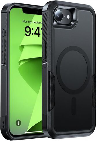 Magnetic for iPhone 17e Case Military-Grade Dual-Layer Shockproof, Rugged Heavy Duty Protective Cover [Compatible with Magsafe] Anti-Fingerprint Anti-Scratch 17e Phone Case 6.1", Black in Saudi Arabia