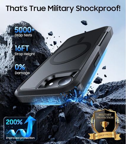 Magnetic for iPhone 17e Case Military-Grade Dual-Layer Shockproof, Rugged Heavy Duty Protective Cover [Compatible with Magsafe] Anti-Fingerprint Anti-Scratch 17e Phone Case 6.1", Black in Saudi Arabia