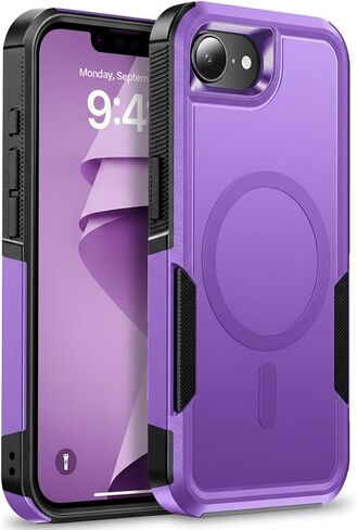 Magnetic for iPhone 17e Case Military-Grade Dual-Layer Shockproof, Rugged Heavy Duty Protective Cover [Compatible with Magsafe] Anti-Fingerprint Anti-Scratch 17e Phone Case 6.1", Black in Saudi Arabia