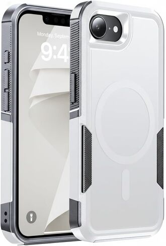 Magnetic for iPhone 17e Case Military-Grade Dual-Layer Shockproof, Rugged Heavy Duty Protective Cover [Compatible with Magsafe] Anti-Fingerprint Anti-Scratch 17e Phone Case 6.1", Black in Saudi Arabia