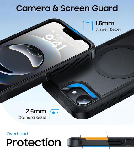 Magnetic for iPhone 17e Case Military-Grade Dual-Layer Shockproof, Rugged Heavy Duty Protective Cover [Compatible with Magsafe] Anti-Fingerprint Anti-Scratch 17e Phone Case 6.1", Black in Saudi Arabia