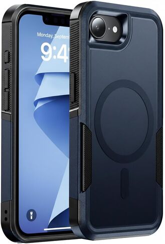 Magnetic for iPhone 17e Case Military-Grade Dual-Layer Shockproof, Rugged Heavy Duty Protective Cover [Compatible with Magsafe] Anti-Fingerprint Anti-Scratch 17e Phone Case 6.1", Black in Saudi Arabia