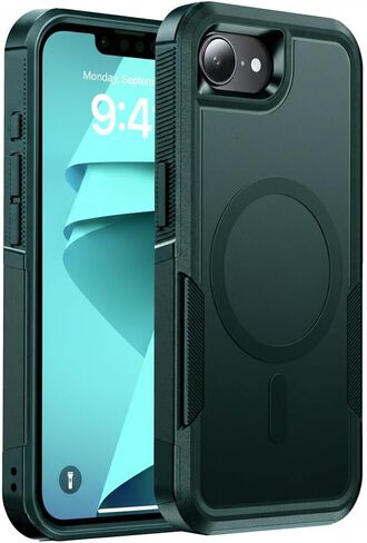 Magnetic for iPhone 17e Case Military-Grade Dual-Layer Shockproof, Rugged Heavy Duty Protective Cover [Compatible with Magsafe] Anti-Fingerprint Anti-Scratch 17e Phone Case 6.1", Black in Saudi Arabia