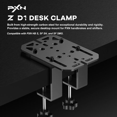 PXN Z D1 Desk Clamp Handbrake & Shifter Mount, Carbon Steel CNC Machined Desktop Bracket with Dual Clamps and EVA Anti-Slip Pads for Sim Racing Setup, Compatible HB S/SF SH/SF SMG in Saudi Arabia