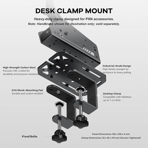 PXN Z D1 Desk Clamp Handbrake & Shifter Mount, Carbon Steel CNC Machined Desktop Bracket with Dual Clamps and EVA Anti-Slip Pads for Sim Racing Setup, Compatible HB S/SF SH/SF SMG in Saudi Arabia