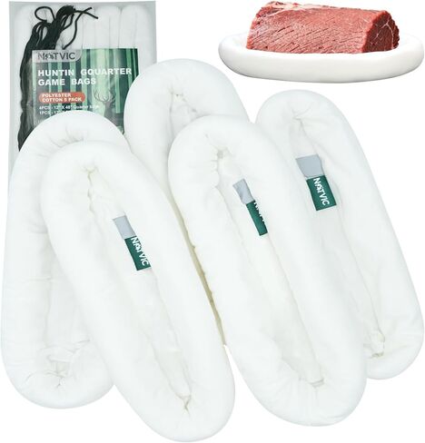 5-Pack Elk Game Bags - Heavy Duty Breathable Hunting Meat Bags for Moose, Deer, Caribou - 4 Quarter (12"x48") + 1 Organ Bag (12"x28") in Saudi Arabia