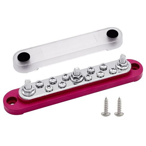 Ampper Power Distribution Block Bus Bar 12V, 4 x M10 (3/8") Studs & 6 x M4 (#8) Terminal Screws, 6.3" HD 300A Marine BusBar Battery Distribution Block W/Cover (Black) in Saudi Arabia