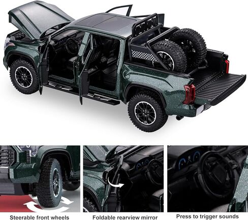 SASBSC Tundra Truck Toys for 3 4 5 6 7 Year Old Boys Off-Road Pickup Toy Trucks for Boys Age 3-5 Diecast Metal Trucks with Light and Sound Pull Back Toy Cars Birthday Gift for Kids Green in Saudi Arabia