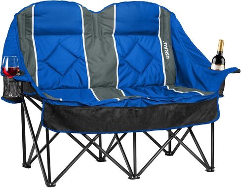Oversized Camping Chair for Adults - Heavy Duty 400 lbs Padded Folding Chair with Wine Glass Holder, 2 Cup Holders & Side Pockets, Portable Carry Bag for RV, Tailgating, Lawn in Saudi Arabia