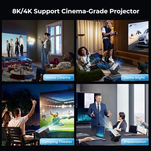 [2000 ANSI ضوء النهار مرئي] جهاز عرض فيديو ذكي أصلي 1080 بيكسل 4K 8K مدخل، Android 14 Projecteur Portatif مع صوت HiFi، تركيز تلقائي وحجر مفاتيح، مسرح منزلي واي فاي بلوتوث لهاتف iPhone/Netflix X7 in Kuwait