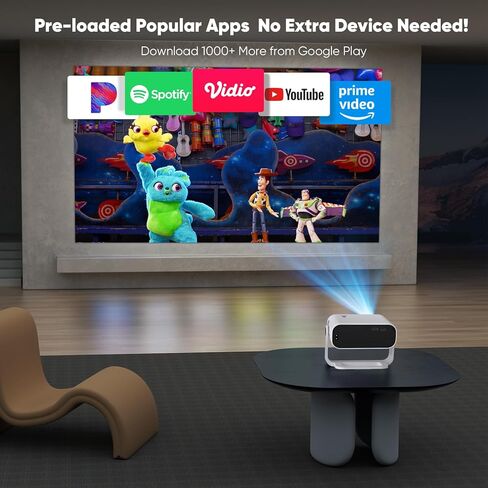 Smart Mini Projector with Wifi & Bluetooth, 220 ANSI 1080P HD, 360° Rotatable Stand, 10000+ Built-in Apps, Portable Home Movie Projector in Saudi Arabia