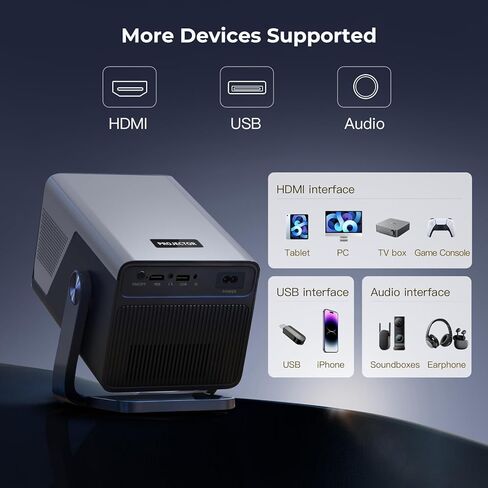 [2000 ANSI ضوء النهار مرئي] جهاز عرض فيديو ذكي أصلي 1080 بيكسل 4K 8K مدخل، Android 14 Projecteur Portatif مع صوت HiFi، تركيز تلقائي وحجر مفاتيح، مسرح منزلي واي فاي بلوتوث لهاتف iPhone/Netflix X7 in Kuwait