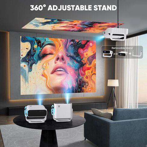 Smart Mini Projector with Wifi & Bluetooth, 220 ANSI 1080P HD, 360° Rotatable Stand, 10000+ Built-in Apps, Portable Home Movie Projector in Saudi Arabia