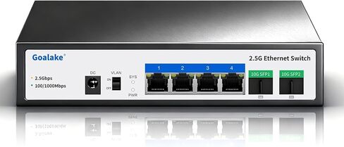 محول إيثرنت Goalake 6 منافذ، منافذ 4X2.5G RJ45 ومنفذ 2X10G SFP، سعة تحويل 60 جيجابت في الثانية، مثالية لـ 2.5 جيجا بايت NAS، فيديو 4K، كمبيوتر الألعاب، خادم 2.5 جيجا بايت، 2.5 جيجا بايت واي فاي AP، محول PCIe 2.5 جيجا بايت 2.5 جيجا بايت in Kuwait