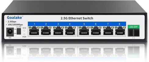 Goalake 6 Ports Ethernet Switch, 4X2.5G RJ45 Ports and 2X10G SFP Port, 60Gbps Switching Capacity, Ideal for 2.5GB NAS, 4K Video, Gaming PC, 2.5GB Server, 2.5GB WiFi AP,2.5GB PCIe Adapter 2.5GB Gigabit in Saudi Arabia