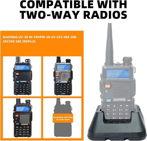 شاحن Baofeng UV-5R لشاحن سطح المكتب لشواحن جهاز الاتصال اللاسلكي baofeng | متوافق مع BF-F8HP، UV-5X3، M-5RX، 5RA، 5RB، 5RC، 5RD، 5RE، 5RE Plus in Saudi Arabia