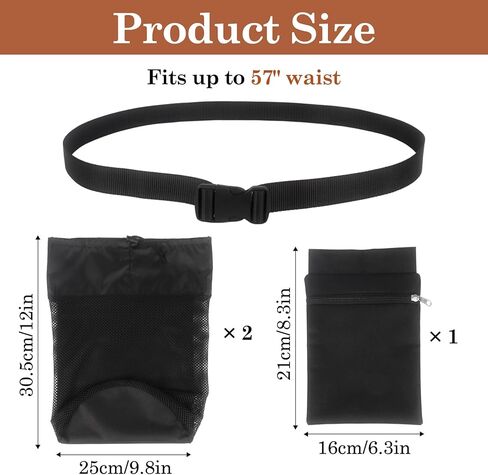 Klmnop Mushroom Foraging Bag with Adjustable Waistband - 2 Foldable Mesh Picking Bags & 1 Zipper Tool Pouch for Collecting Mushrooms, Berries, Rocks, Outdoor Hunting, Camping Hiking Gear in Saudi Arabia