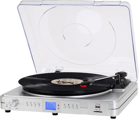 Record Player 3-Speed Bluetooth Turntable Vintage Vinyl Player with Stereo Speakers Belt Driven LP for Entertainment & Home Decoration Black in Saudi Arabia