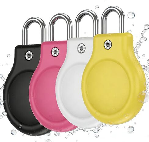 لحامل Airtag مع قفل معدني على شكل حرف U، علامات هوائية - 4 عبوات من حامل سلسلة مفاتيح Apple Airtag، مقاومة للماء IPX8، حماية صلبة 360 درجة، سلسلة مفاتيح بقفل آمن لعلامة Airtag (الجيل الأول والثاني) in Kuwait