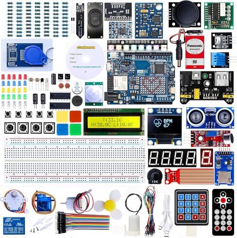 UNO R3 Kit Mega328 Tutorial Compatible with Arduino IDE 40 in 1 Electronics Circuit Breadboard Engineering Kit for Kids and Engineers, 720P Video Courses and Online Technical Support for Beginners in Saudi Arabia