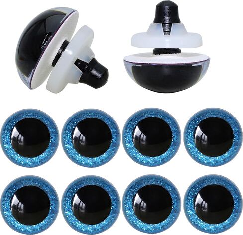 ARTCXC 20Pcs 24mm Large Safety Eyes Plastic Animal Eyes Colorful Glitter Craft Eyes with Sturdy Washers for DIY of Puppet, Bear Crafts, Plush Animal Doll Making Supplies in Kuwait