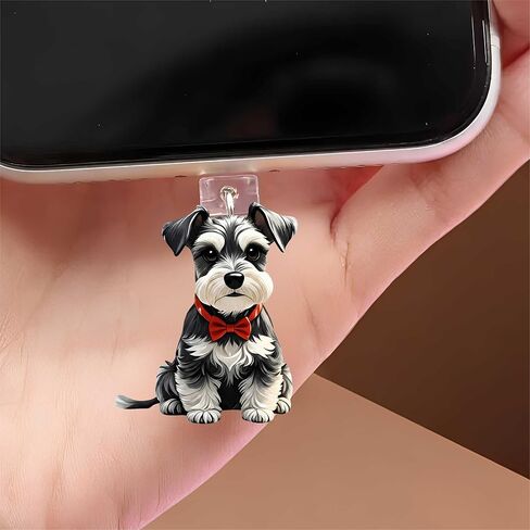 Black and Red Bow Dog Dust Plug Acrylic Charms for electronic products,Type-C Charging Port Dust Plugs Pendant Compatible with E-Reader Phone Tablet, Gift for Christmas, Birthday, Anniversary Day in Saudi Arabia