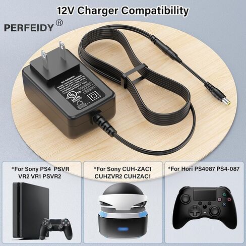 12V Charger for Sony PlayStation VR Virtual Reality Headset;Perfeidy UL Listed Power Adapter for Sony PS4 PlayStation 4 CUH-ZVR2 PSVR PSVR2 ADP-36NH SQN36W12P-04 CUH-ZAC1 CUH-ZVR1 A EVI-D100 in Saudi Arabia