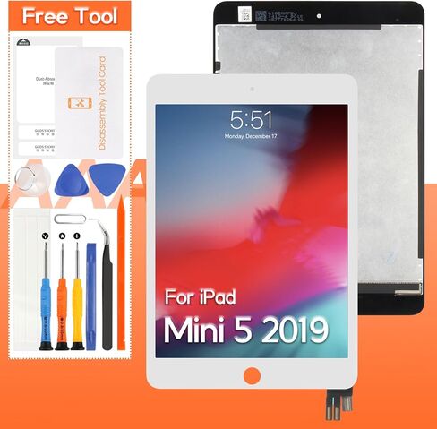 بديل شاشة لجهاز iPad mini 5، لجهاز iPad mini 2019 A2126، A2124، A2133، A2125 7.9 بوصة شاشة LCD تعمل باللمس محول رقمي كامل، مع أدوات (Blakc) in Kuwait