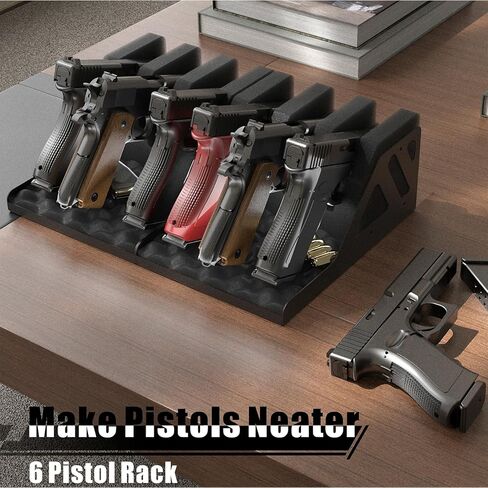 Z ZLJUAN 6 Slots Universal Pistol Rack, Handgun Rack Pistol Holder for Gun Safe, Foam Protective Pistol Stand Gun Storage Fit Most Handguns in Saudi Arabia
