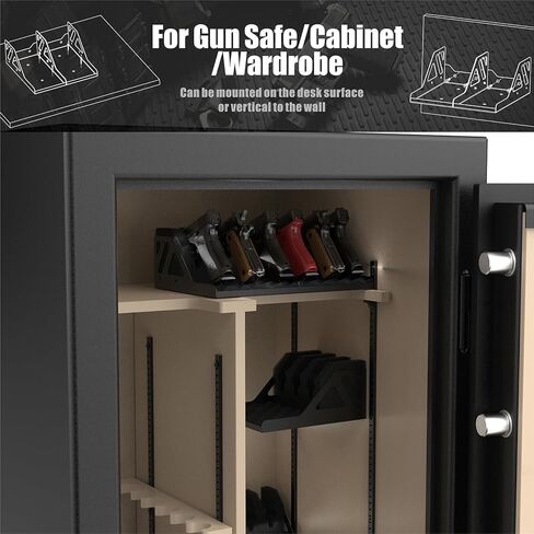 Z ZLJUAN 6 Slots Universal Pistol Rack, Handgun Rack Pistol Holder for Gun Safe, Foam Protective Pistol Stand Gun Storage Fit Most Handguns in Saudi Arabia