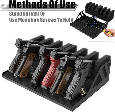 Z ZLJUAN 6 Slots Universal Pistol Rack, Handgun Rack Pistol Holder for Gun Safe, Foam Protective Pistol Stand Gun Storage Fit Most Handguns in Saudi Arabia