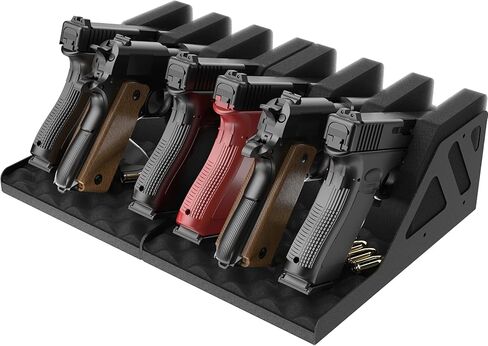 Z ZLJUAN 6 Slots Universal Pistol Rack, Handgun Rack Pistol Holder for Gun Safe, Foam Protective Pistol Stand Gun Storage Fit Most Handguns in Saudi Arabia