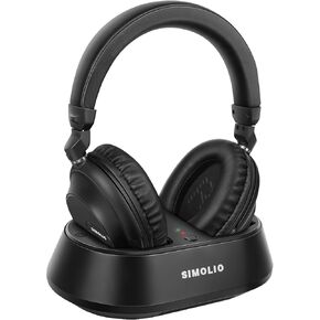SIMOLIO Wireless TV Headphones for Seniors & Hard of Hearing, 2-in-1 TV & Bluetooth Mode, Clear Dialogue, Charging Dock, Works with Soundbar, No Lip-Sync Delay, 20Hr Playtime, Multi-Headphone Support in Saudi Arabia