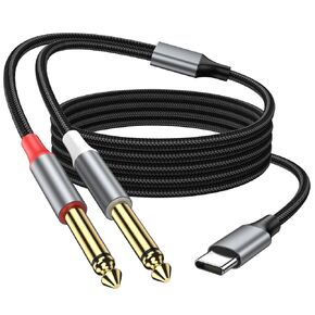كابل صوت USB C إلى مزدوج 1/4 بوصة 3.3FT، سلك صوت USB من النوع C إلى مزدوج 6.35 مم 1/4 بوصة TS للهواتف الذكية، والكمبيوتر اللوحي، ومضخم وصلة الكمبيوتر المحمول، وخلاط وحدة التحكم، ومكبر الصوت. in Kuwait