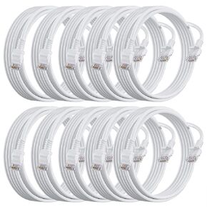 كابل إيثرنت Cat 6 بطول 10 أقدام، 10 حزم، 10 جيجا يدعم شبكة Cat7 Cat8، سلك تصحيح 550 ميجا هرتز 24AWG RJ45 LAN أبيض لأجهزة Mac والمودم والكمبيوتر الشخصي وجهاز التوجيه والكمبيوتر المحمول (أبيض) in Kuwait