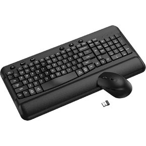Ergonomic Wireless Keyboard and Mouse Combo, Wave Keys, Full Size Silent Keyboard with Soft Palm Rest, 3 Level DPI, 2.4G Cordless Computer Keyboard Mouse for PC, Laptop, Desktop, Windows & Mac OS in Saudi Arabia