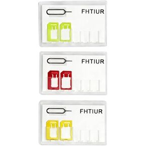 3 Pack Ultra Slim SIM Card Holder, Soft Flexible SIM Storage Case, Wallet Size Travel SIM Organizer with Eject Pin Slot(Green&Red&Yellow) in Saudi Arabia