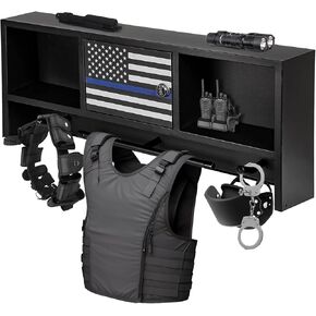 Police Gear Rack, Police Hanger with Hooks, Police Vest Wall Mounted Hanger Tactical Duty Gear Rack, Law Enforcement Personnel Equipment Storage Rack Black Body Armor Stand for Police Gift in Kuwait