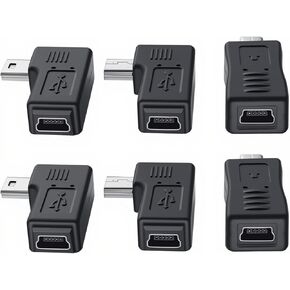 قابس مهايئ USB صغير إلى USB صغير [6 حزمة] محول USB 5Pin ذكر إلى أنثى محول 90 درجة بزاوية يسار ويمين in Kuwait
