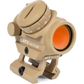 AT3 التكتيكي RD-50 PRO FDE Red Dot Sight - مع حامل صاعد للشهادة مع مشاهد حديدية - 2 MOA نطاق نقطة حمراء مدمجة (Med .83 "Riser (الشهادة المطلقة)) in Kuwait