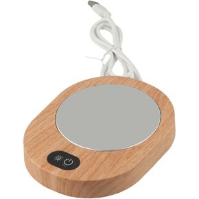 USB Electric Cup Warmer with Gravity Sensor, 55-65C Constant Temperature Coffee Mug Heater, Portable Wood Grain Design for Office Home Travel in Saudi Arabia