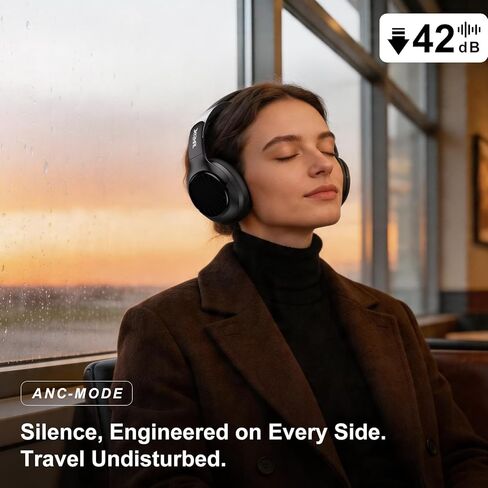 Hybrid Active Noise Cancelling Headphones, Wireless Bluetooth 6.0 Over-Ear Headphones, 70H Playtime with Fast Charging, Hi-Res Audio, Transparency Mode, Deep Bass, Comfort Fit for Travel Office Home in Saudi Arabia