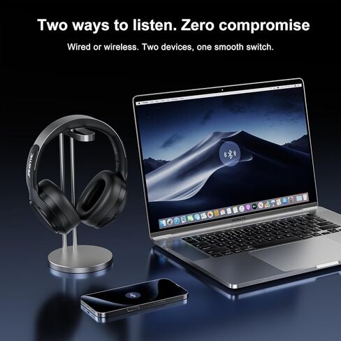 Hybrid Active Noise Cancelling Headphones, Wireless Bluetooth 6.0 Over-Ear Headphones, 70H Playtime with Fast Charging, Hi-Res Audio, Transparency Mode, Deep Bass, Comfort Fit for Travel Office Home in Saudi Arabia