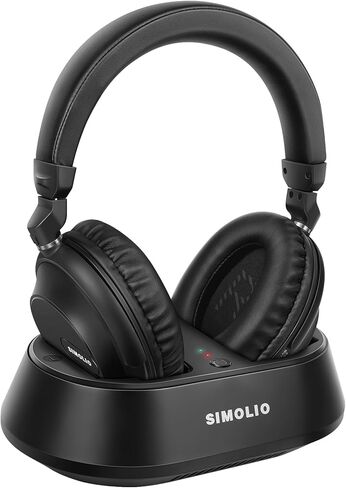SIMOLIO Wireless TV Headphones for Seniors & Hard of Hearing, 2-in-1 TV & Bluetooth Mode, Clear Dialogue, Charging Dock, Works with Soundbar, No Lip-Sync Delay, 20Hr Playtime, Multi-Headphone Support in Saudi Arabia