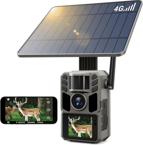 Trail Camera Cellular Solar, Built-in SIM Card 4G LTE Game Camera with Night Vision and 7500mAh Battery, 48MP Photo, 4K Video, 64GB Card, for Outdoor Hunting Wildlife Monitoring Cellular Trail Camera in Saudi Arabia