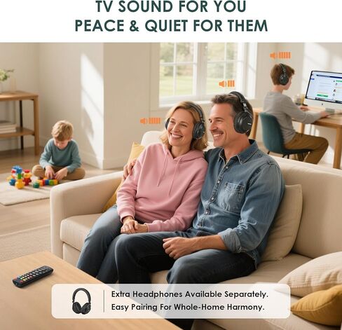 SIMOLIO Wireless TV Headphones for Seniors & Hard of Hearing, 2-in-1 TV & Bluetooth Mode, Clear Dialogue, Charging Dock, Works with Soundbar, No Lip-Sync Delay, 20Hr Playtime, Multi-Headphone Support in Saudi Arabia